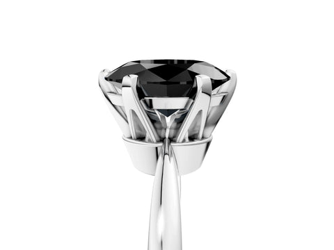White gold Fancy Black Oval Cut Solitaire Engagement Ring with Six-Prong Setting and Tapered Band_5