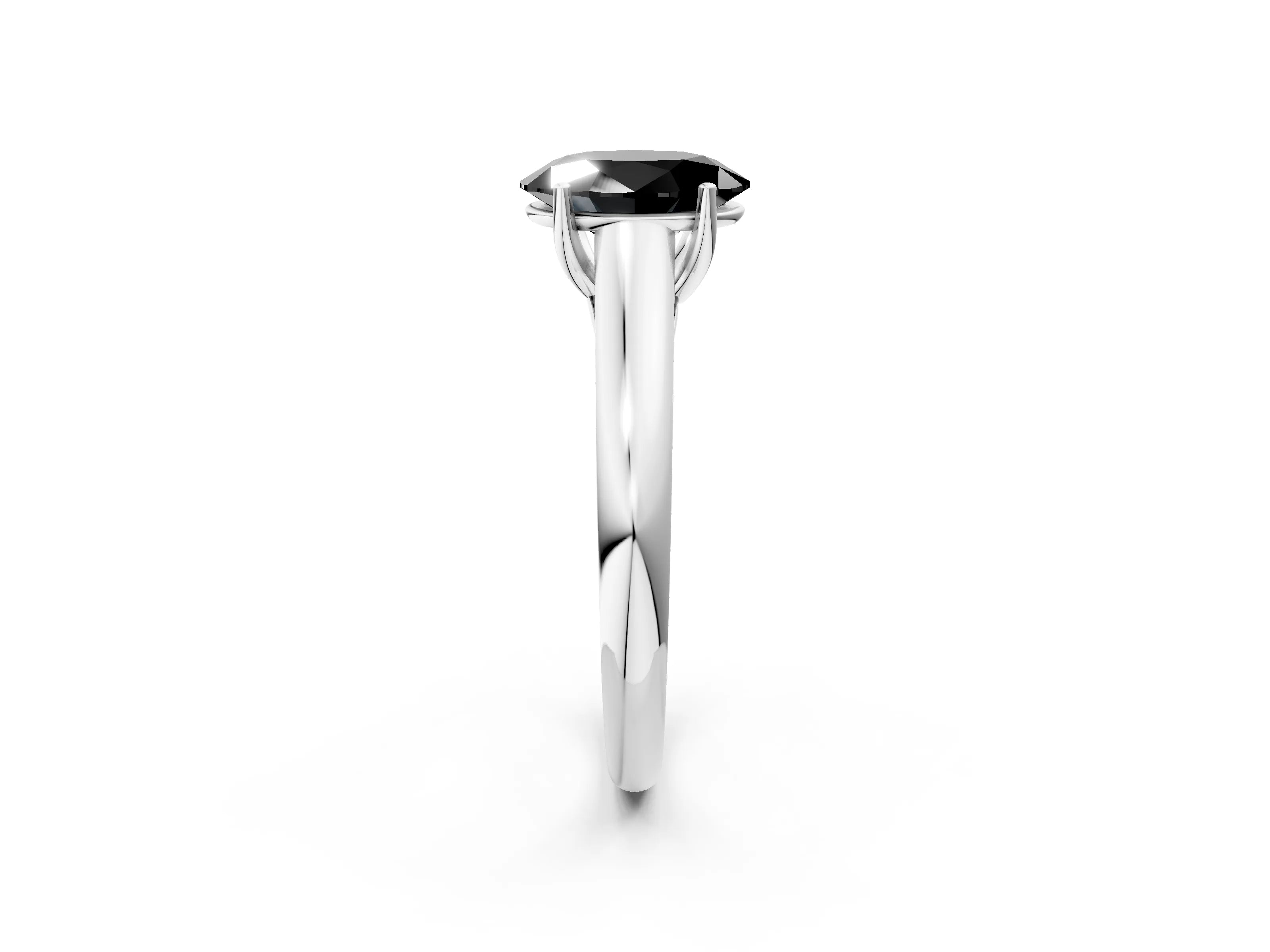 White gold Fancy Black Oval Cut Solitaire Engagement Ring with Tapered Band and Four-Prong Setting_29