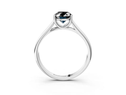 White gold Fancy Black Oval Cut Solitaire Engagement Ring with Tapered Band and Four-Prong Setting_30