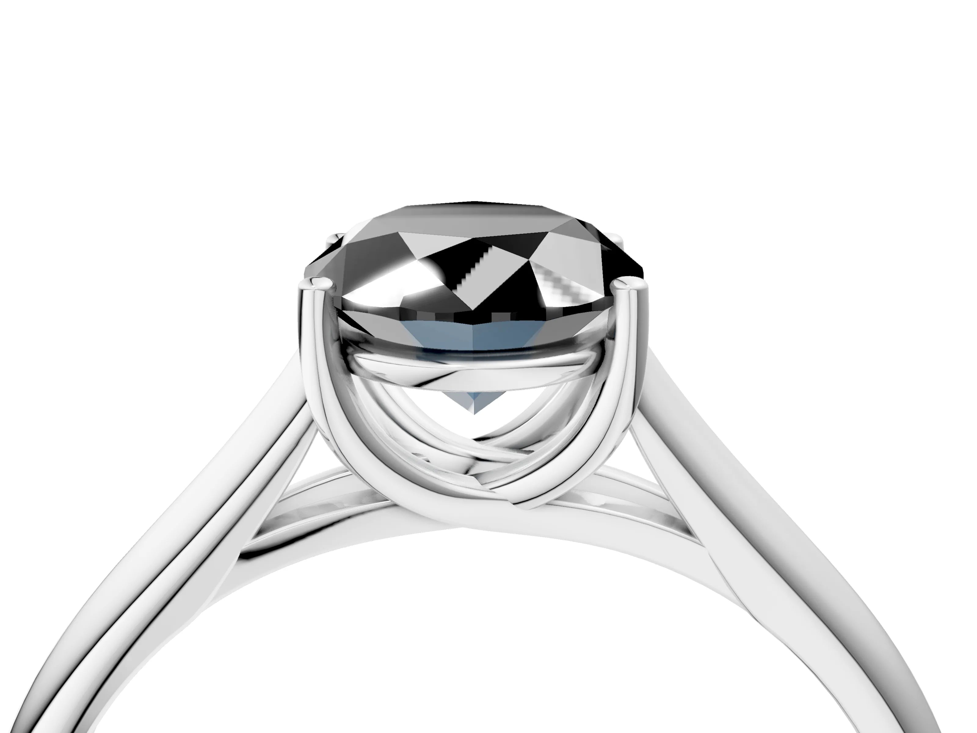 White gold Fancy Black Oval Cut Solitaire Engagement Ring with Tapered Band and Four-Prong Setting_31