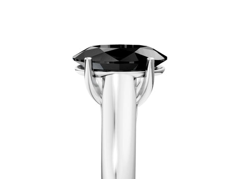 White gold Fancy Black Oval Cut Solitaire Engagement Ring with Tapered Band and Four-Prong Setting_32