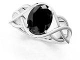 White gold Fancy Black Oval Cut Solitaire Intertwined Band Prong Setting Ring_1