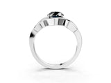 White gold Fancy Black Oval Cut Solitaire Intertwined Band Prong Setting Ring_3