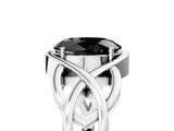 White gold Fancy Black Oval Cut Solitaire Intertwined Band Prong Setting Ring_5
