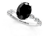 White gold Fancy Black Oval Cut Solitaire Marquise Side Stone Prong Setting Ring_1