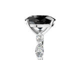 White gold Fancy Black Oval Cut Solitaire Marquise Side Stone Prong Setting Ring_5