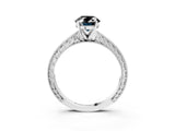 White gold Fancy Black Oval Cut Solitaire Milgrain Engraved Band with Four-Prong Setting_15