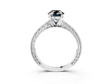 White gold Fancy Black Oval Cut Solitaire Milgrain Engraved Band with Four-Prong Setting_3