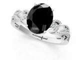 White gold Fancy Black Oval Cut Solitaire Milgrain Leaf Band with Prong Setting_13