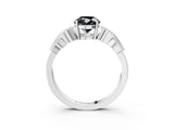White gold Fancy Black Oval Cut Solitaire Milgrain Leaf Band with Prong Setting_15