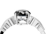 White gold Fancy Black Oval Cut Solitaire Milgrain Leaf Band with Prong Setting_16