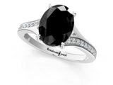 White gold Fancy Black Oval Cut Solitaire Pavé Band with Four-Prong Setting_1