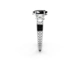 White gold Fancy Black Oval Cut Solitaire Princess Side Stone Engraved Band Prong Setting Ring_14