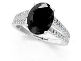 White gold Fancy Black Oval Cut Solitaire Split Shank Pavé Diamond Engagement Ring_1