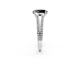 White gold Fancy Black Oval Cut Solitaire Split Shank Pavé Diamond Engagement Ring_2