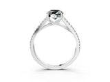 White gold Fancy Black Oval Cut Solitaire Split Shank Pavé Diamond Engagement Ring_3