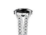 White gold Fancy Black Oval Cut Solitaire Split Shank Pavé Diamond Engagement Ring_5
