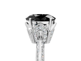 White gold Fancy Black Oval Cut Solitaire Split Shank Pave Diamond Engagement Ring with Four-Prong Setting_5