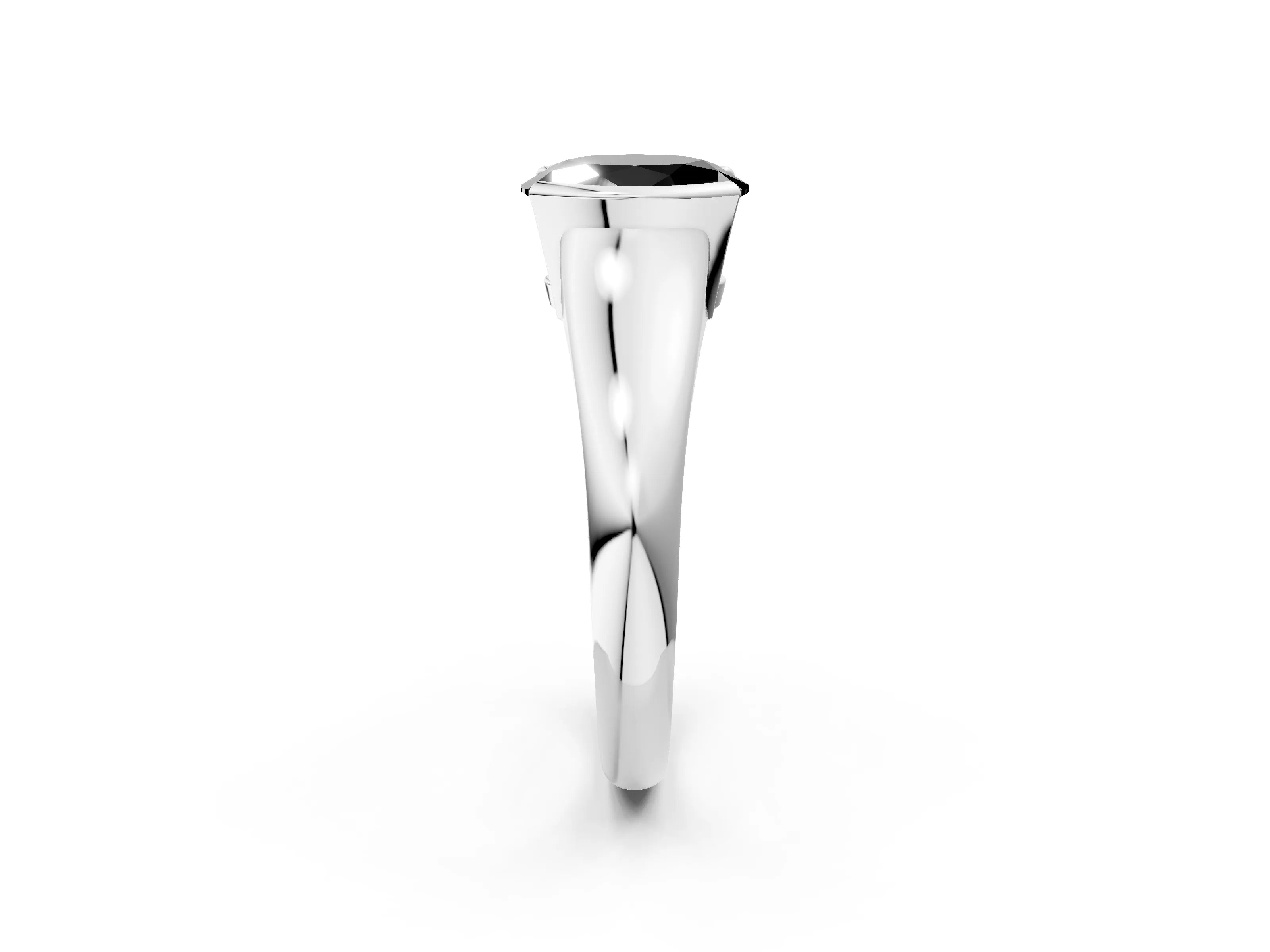 White gold Fancy Black Oval Cut Solitaire Tension Set Diamond Ring with Split Shank Band_14