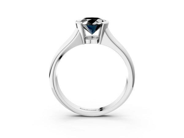 Platinum Oval Tension Style Solitaire Engagement Ring Setting for Black Center