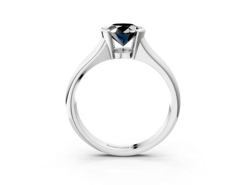 White gold Fancy Black Oval Cut Solitaire Tension Set Diamond Ring with Split Shank Band_15