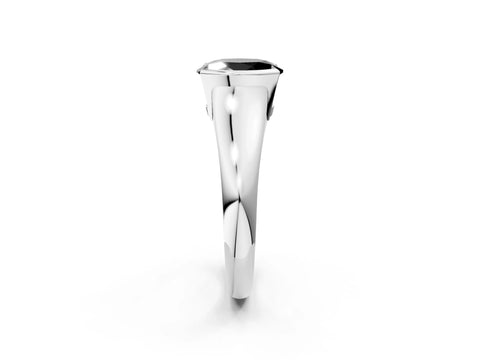White gold Fancy Black Oval Cut Solitaire Tension Set Diamond Ring with Split Shank Band_2