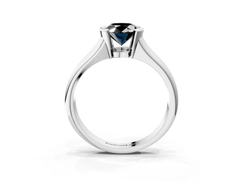 White gold Fancy Black Oval Cut Solitaire Tension Set Diamond Ring with Split Shank Band_3