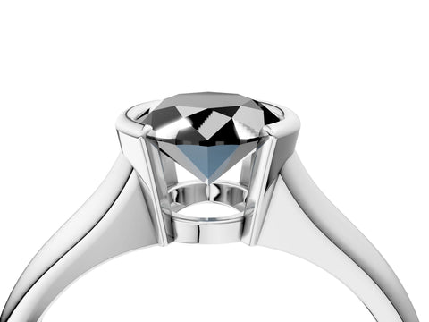 White gold Fancy Black Oval Cut Solitaire Tension Set Diamond Ring with Split Shank Band_4