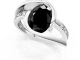 White gold Fancy Black Oval Cut Solitaire Tension-Set Diamond Split Shank Ring_1