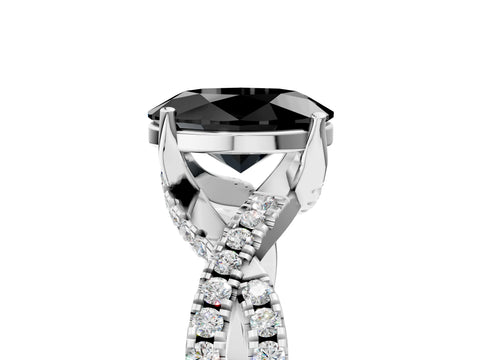 White gold Fancy Black Oval Cut Solitaire Twist Pave Diamond Engagement Ring with Prong Setting_15