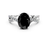 White gold Fancy Black Oval Cut Solitaire Twist Pave Diamond Engagement Ring with Prong Setting_22