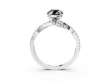 White gold Fancy Black Oval Cut Solitaire Twist Pave Diamond Engagement Ring with Prong Setting_3