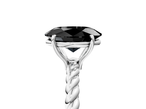 White gold Fancy Black Oval Cut Solitaire Twisted Band 4-Prong Ring_29