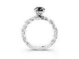White gold Fancy Black Oval Cut Solitaire Twisted Band with Pavé Accents and Four-Prong Setting_3
