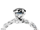 White gold Fancy Black Oval Cut Solitaire Twisted Band with Pavé Accents and Four-Prong Setting_4