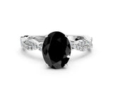White gold Fancy Black Oval Cut Solitaire Twisted Pave Band with Four-Prong Setting_15