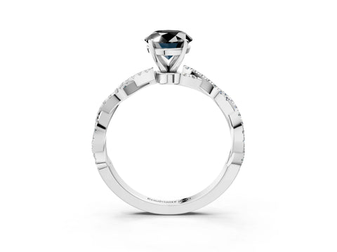 White gold Fancy Black Oval Cut Solitaire Twisted Pave Band with Four-Prong Setting_6