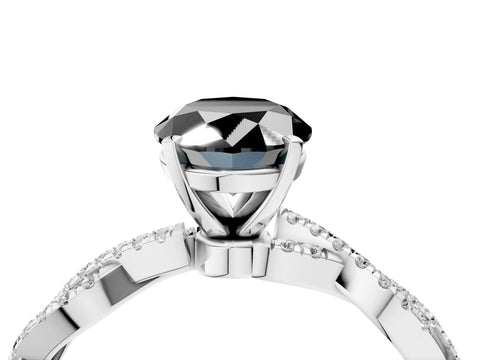 White gold Fancy Black Oval Cut Solitaire Twisted Pave Band with Four-Prong Setting_7