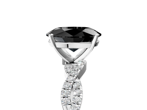 White gold Fancy Black Oval Cut Solitaire Twisted Pave Band with Four-Prong Setting_8