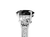 White gold Fancy Black Oval Cut Three-Stone Diamond Ring with Pavé Band and Four-Prong Setting_17