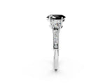 White gold Fancy Black Oval Cut Three-Stone Diamond Ring with Pavé Band and Four-Prong Setting_2
