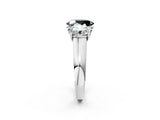 White gold Fancy Black Oval Cut Three-Stone Diamond Ring with Prong Setting on a Classic Band_14