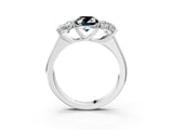 White gold Fancy Black Oval Cut Three-Stone Diamond Ring with Prong Setting on a Classic Band_15