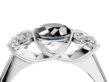 White gold Fancy Black Oval Cut Three-Stone Diamond Ring with Prong Setting on a Classic Band_16