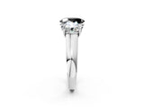 White gold Fancy Black Oval Cut Three-Stone Diamond Ring with Prong Setting on a Classic Band_20