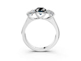 White gold Fancy Black Oval Cut Three-Stone Diamond Ring with Prong Setting on a Classic Band_21