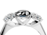 White gold Fancy Black Oval Cut Three-Stone Diamond Ring with Prong Setting on a Classic Band_22