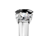 White gold Fancy Black Oval Cut Three-Stone Diamond Ring with Prong Setting on a Classic Band_23
