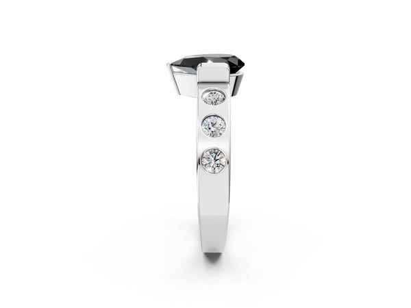 Platinum Pear-Shaped Tension Style Engagement Ring Setting for Black Center