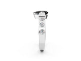 White gold Fancy Black Pear Cut Brilliant Channel-Set Diamond Ring with Bezel Prong Setting_14